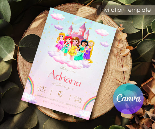 Disney Princess customizable invitation template | Share or Print | girl | CW399