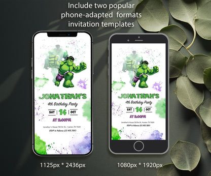 Hulk The Avengers Marvel Superhero customizable invitation template | Share or Print | boy | FC479