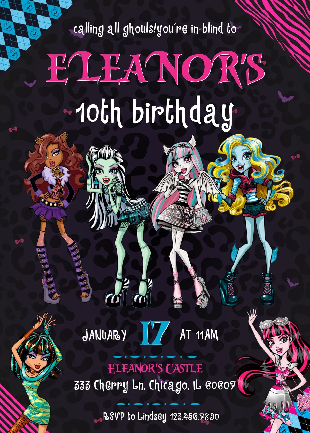 Monster High customizable invitation template | Share or Print | girl | FX848
