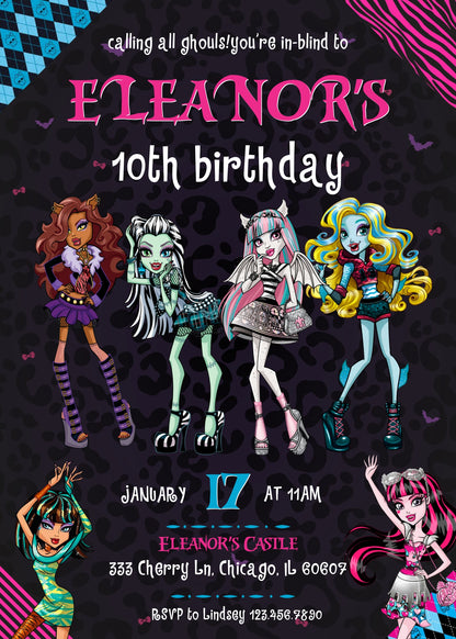 Monster High customizable invitation template | Share or Print | girl | FX848