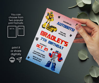 Transformers Rescue Bots customizable invitation template | Share or Print | boy | ED674