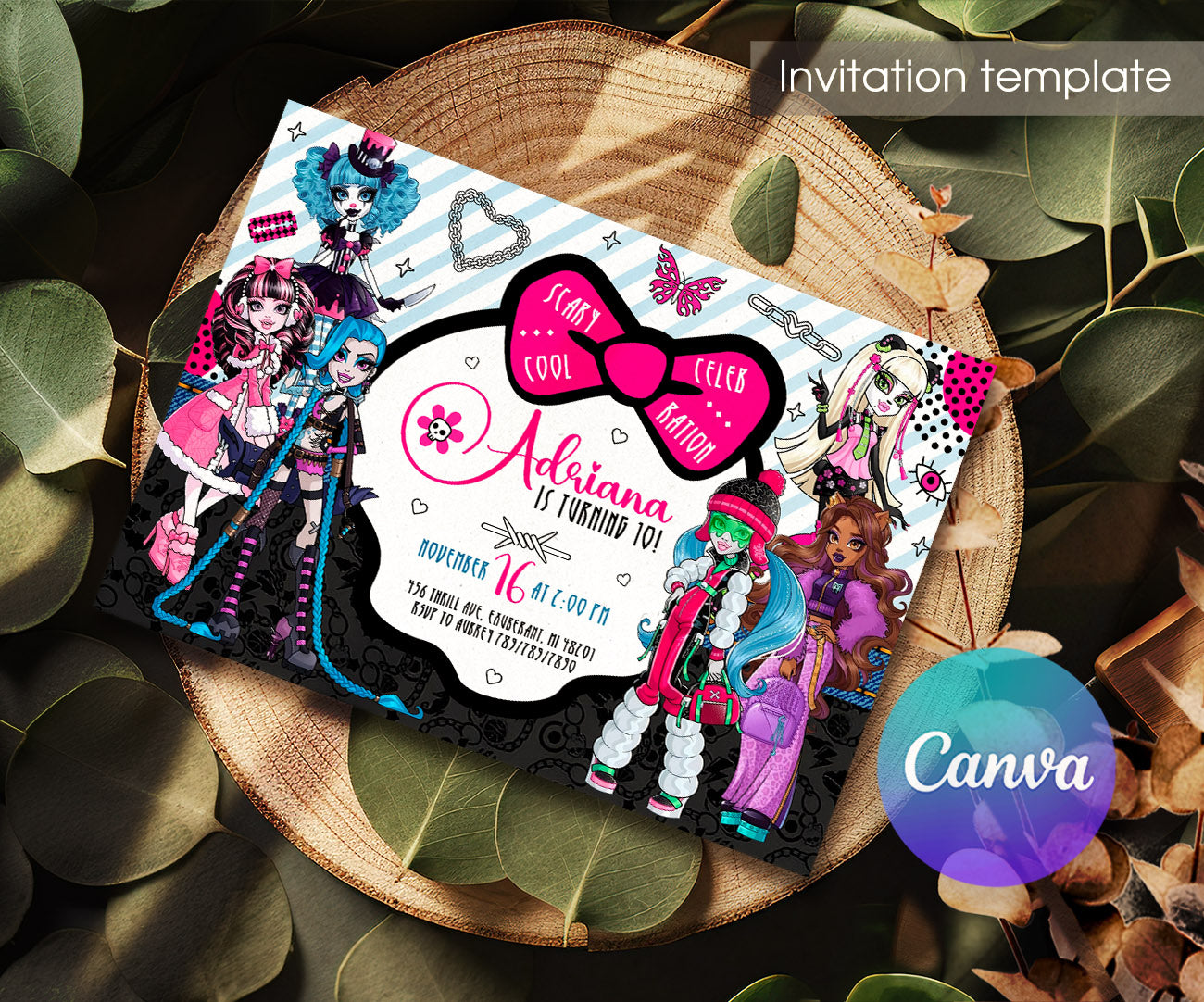 Monster High customizable invitation template | Share or Print | girl | VP513