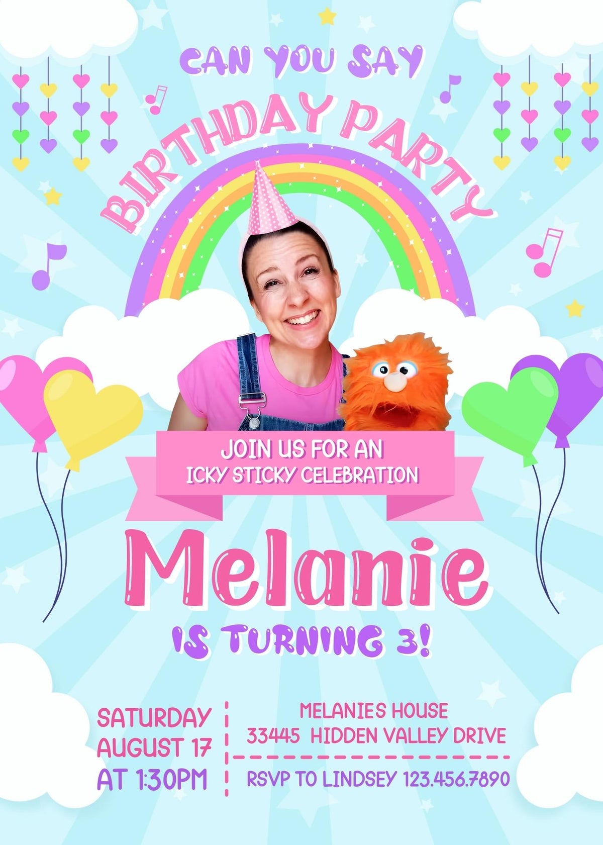 Ms. Rachel customizable invitation template | Share or Print | NV233