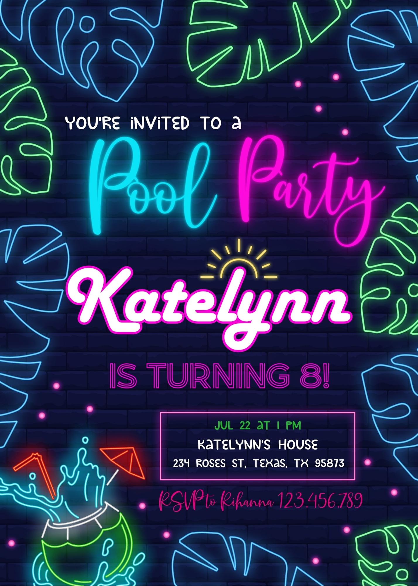 Pool Party customizable invitation template | Share or Print | NB597
