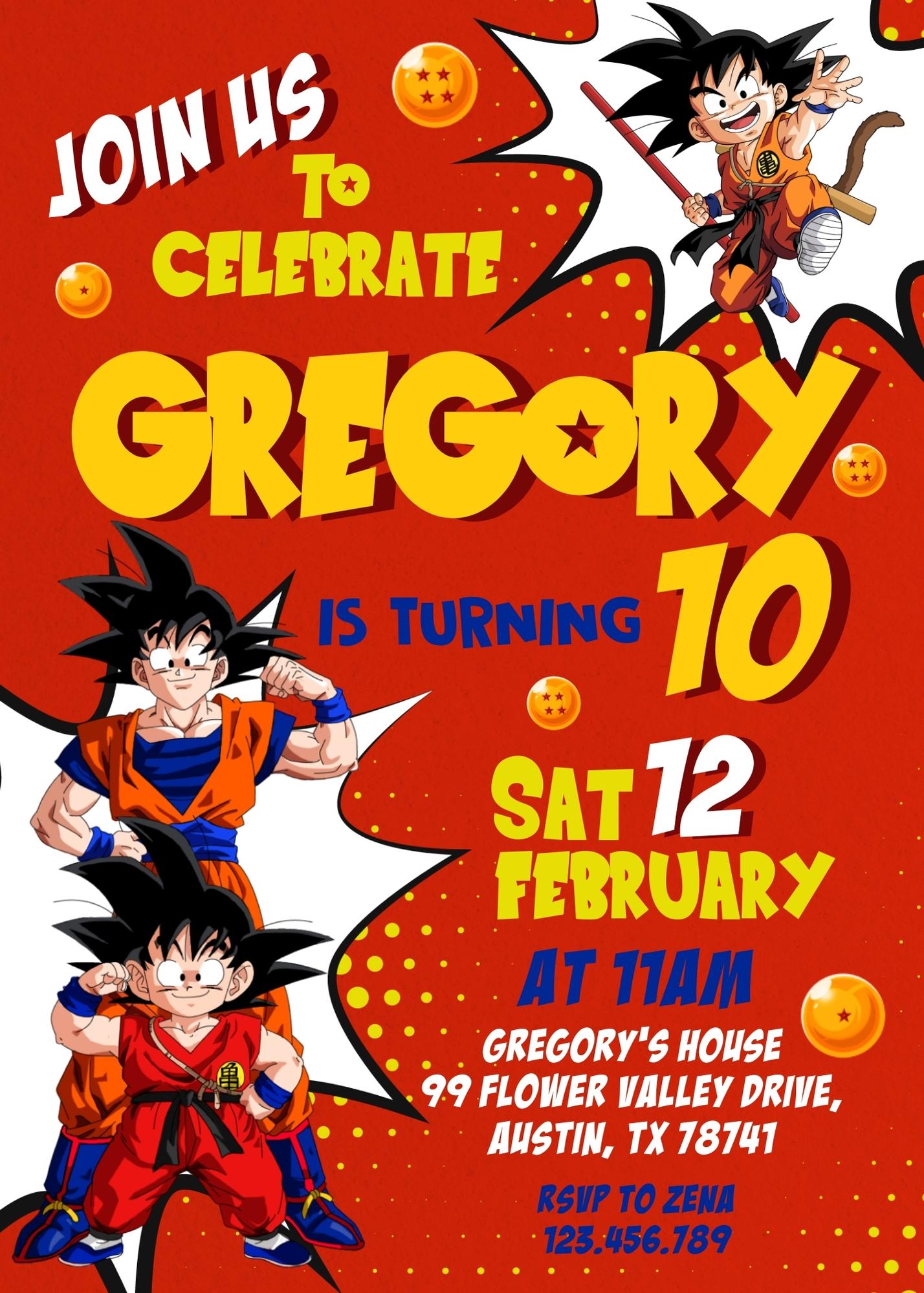 Dragon Ball Z Anime customizable invitation template | Share or Print | boy | XR755
