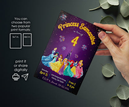 Disney Princess customizable invitation template | Share or Print | girl | BX195
