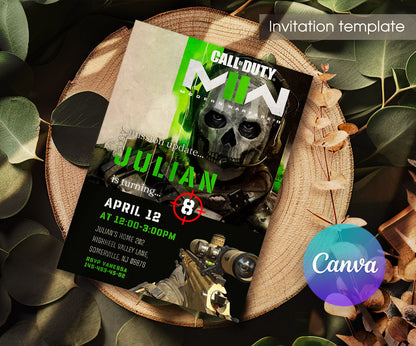 Call of Duty Gamer customizable invitation template | Share or Print | boy | XS479