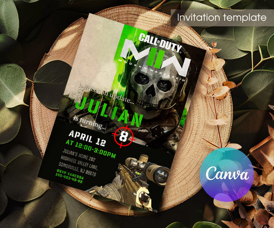 Call of Duty Gamer customizable invitation template | Share or Print | boy | XS479