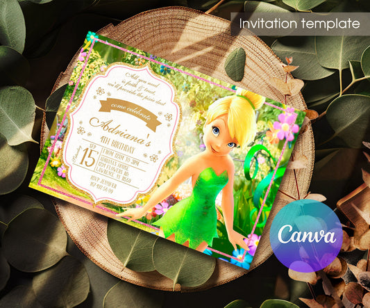 Tinker Bell Fairy Princess customizable invitation template | Share or Print | girl | ES840