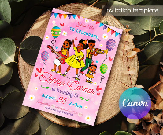 Gracie's Corner Music customizable invitation template | Share or Print | girl | WR527