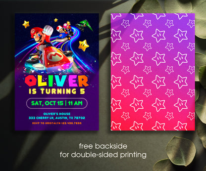 Mario Kart Gamer customizable invitation template | Share or Print | boy | QD973