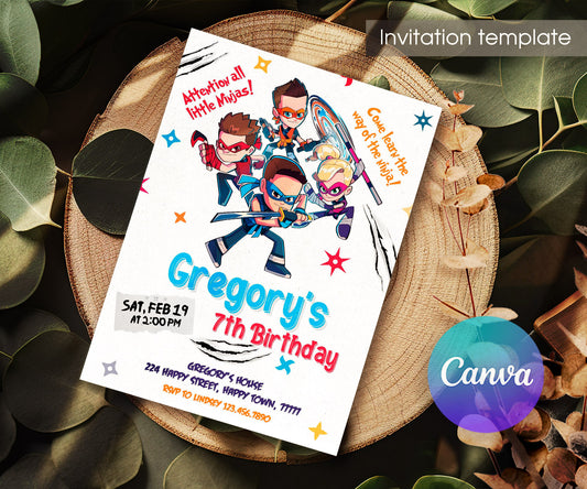 Ninja Kidz TV customizable invitation template | Share or Print | UO107