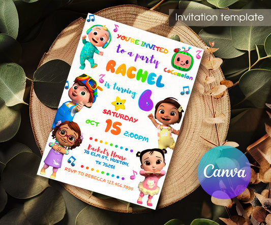 Cocomelon customizable invitation template | Share or Print | OX308