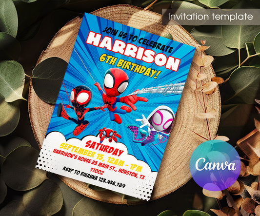 Spidey and His Amazing Friends customizable invitation template | Share or Print | boy | AY051