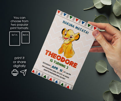 Lion King Simba customizable invitation template | Share or Print | OK834