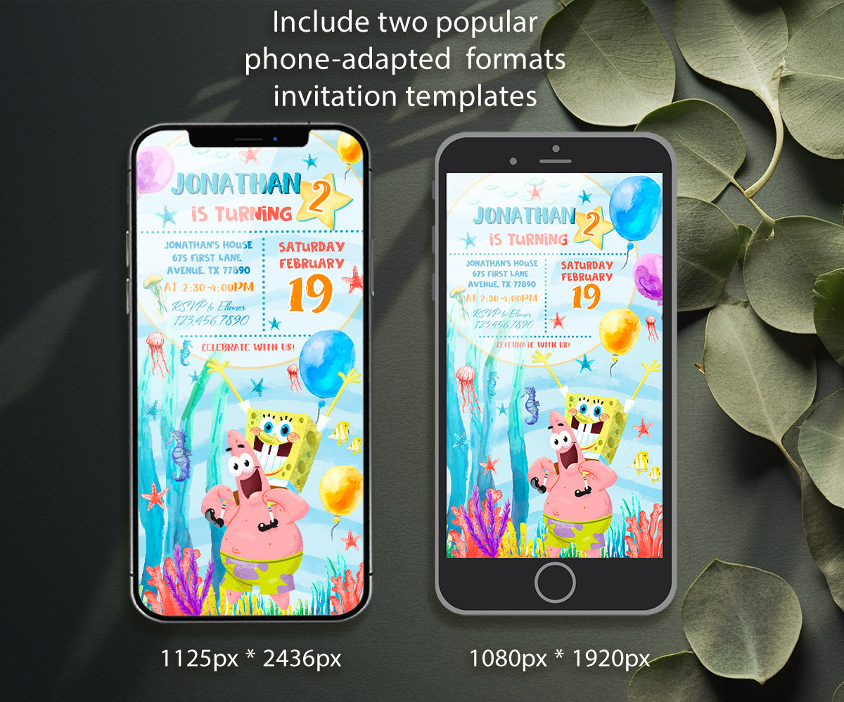 SpongeBob SquarePant customizable invitation template | Share or Print | OW678