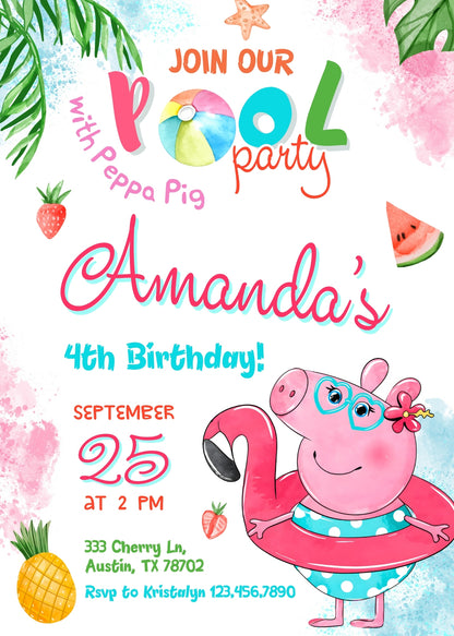 Peppa Pig customizable invitation template | Share or Print | girl | UP294