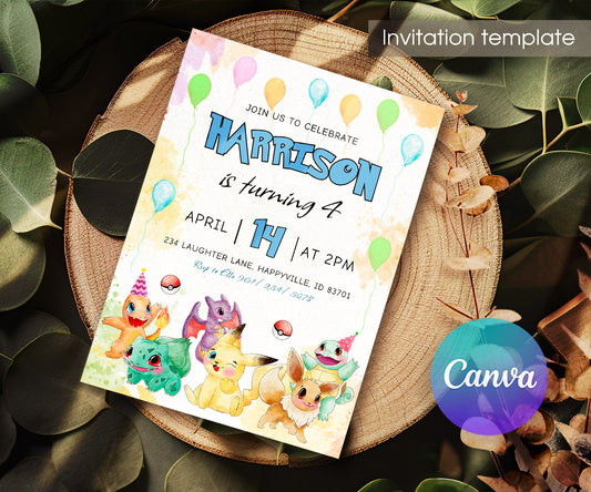 Pokemon Pikachu customizable invitation template | Share or Print | UR870
