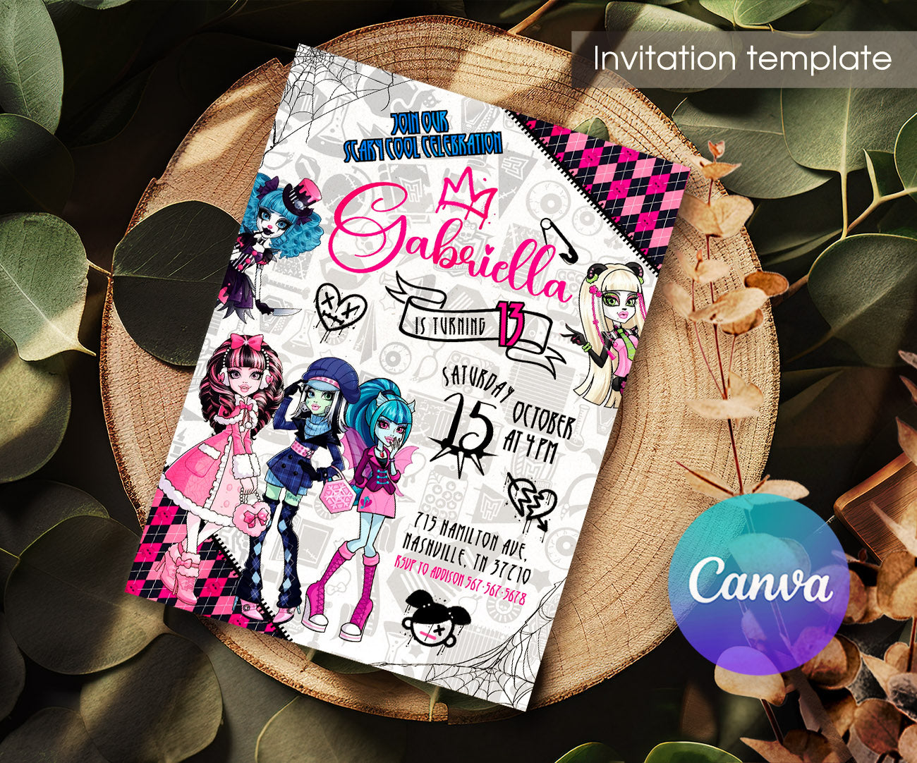 Monster High customizable invitation template | Share or Print | girl | AI111
