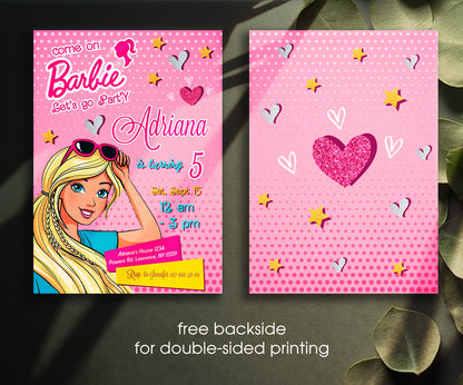 Barbie Pink customizable invitation template | Share or Print | girl | GE382