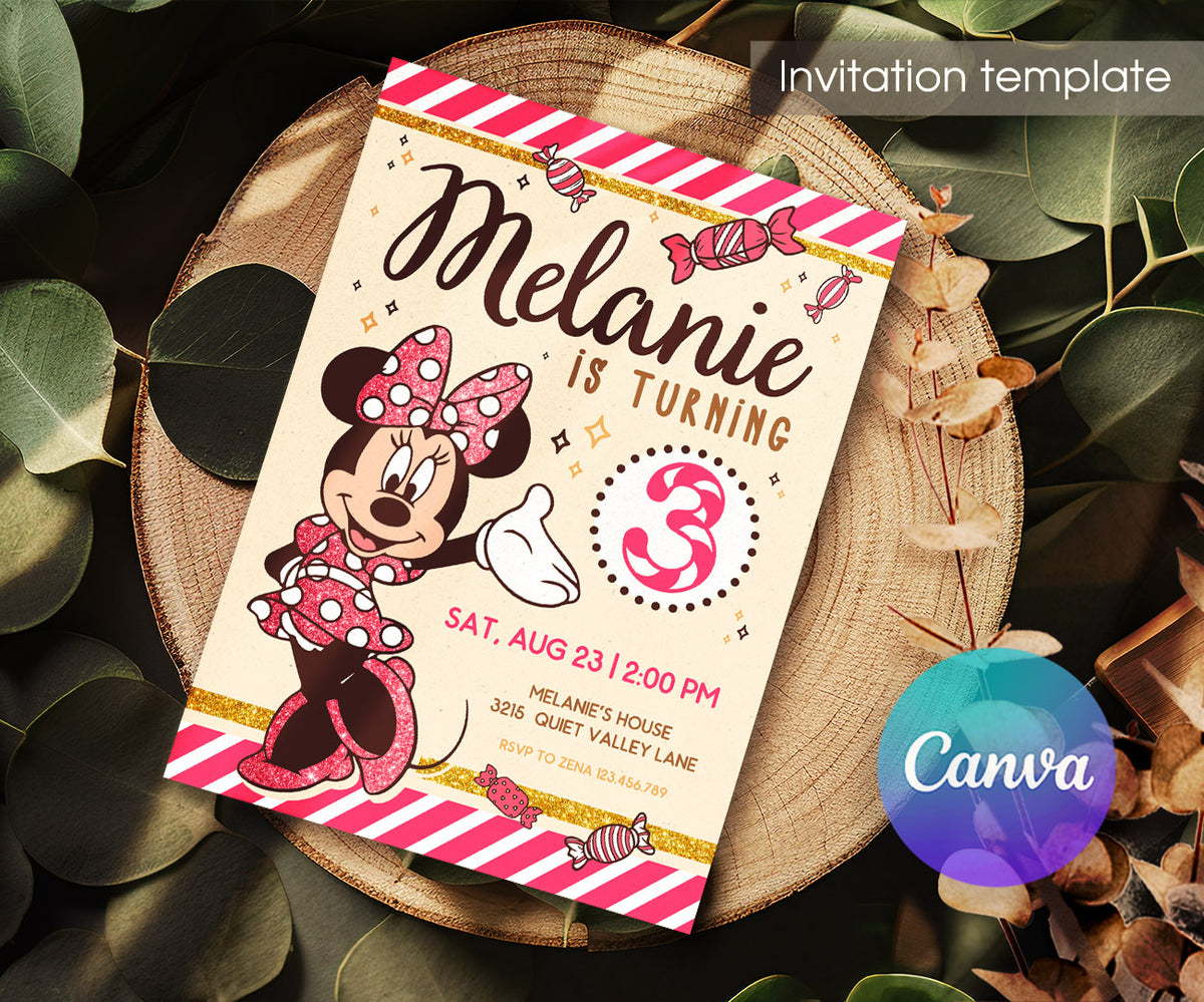 Minnie Mouse Disney Mickey customizable invitation template | Share or Print | girl | LL230
