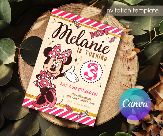 Minnie Mouse Disney Mickey customizable invitation template | Share or Print | girl | LL230
