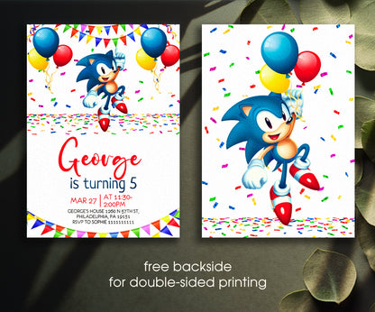 Sonic the Hedgehog customizable invitation template | Share or Print | XE275