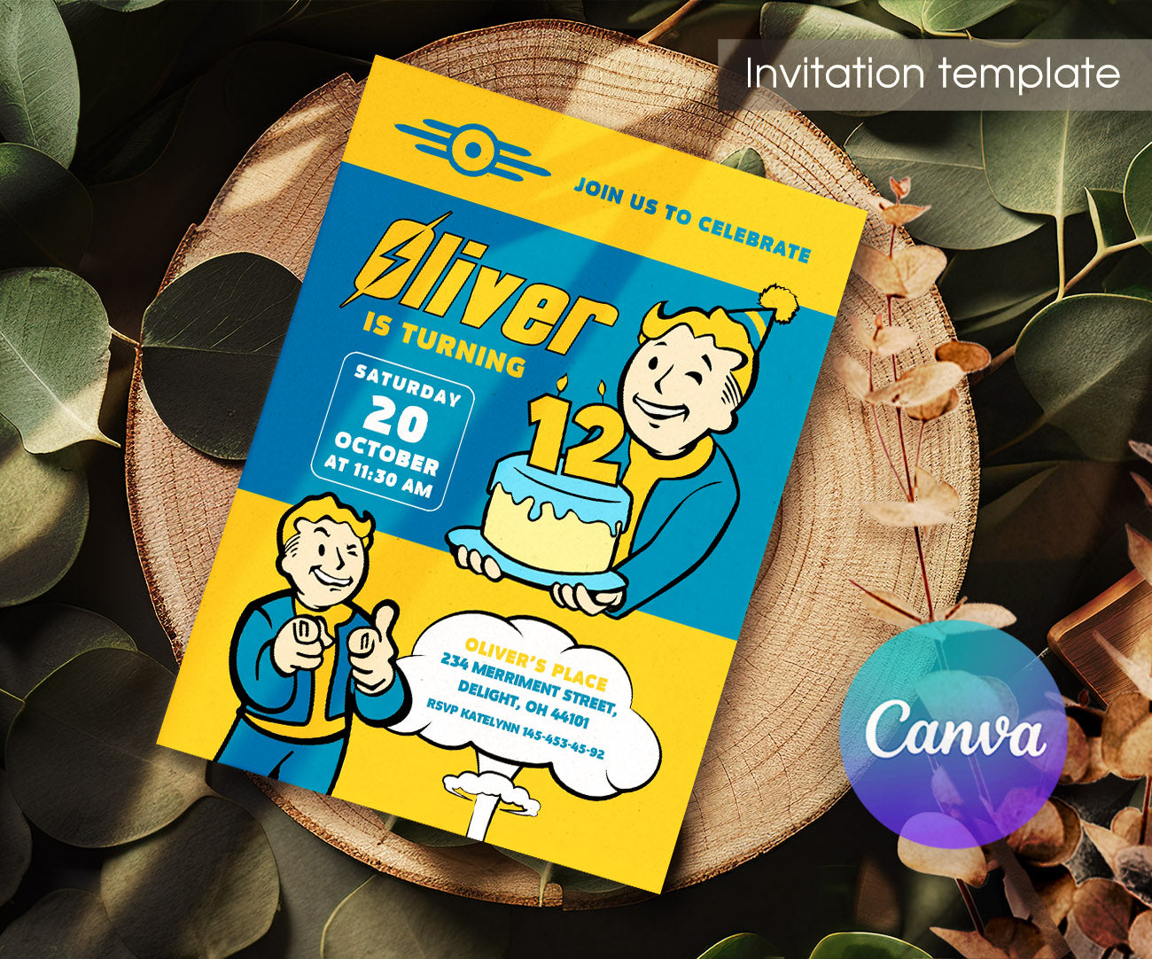 Fallout Pipboy customizable invitation template | Share or Print | ES659
