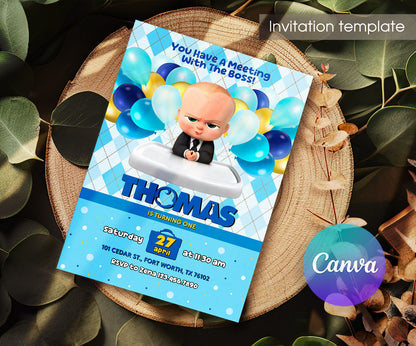 Baby Boss customizable invitation template | Share or Print | boy | WE826