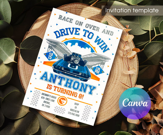 Hot Wheels Racing customizable invitation template | Share or Print | boy | AB743