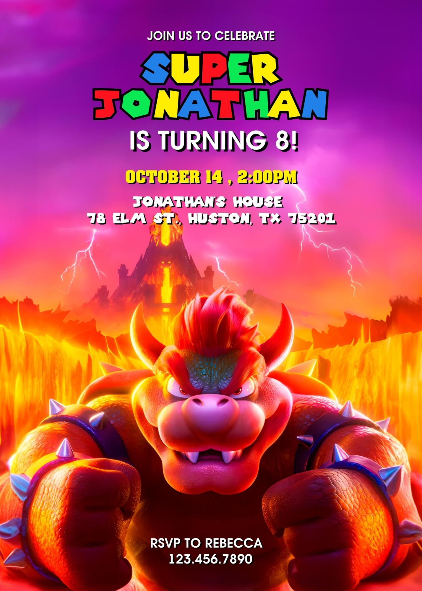 Super Mario Bros customizable invitation template | Share or Print | ZI301