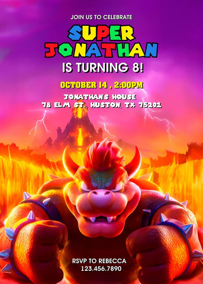 Super Mario Bros customizable invitation template | Share or Print | ZI301
