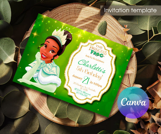 Tiana Frog Princess customizable invitation template | Share or Print | girl | EX592