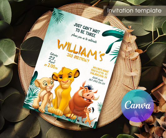 Lion King Simba customizable invitation template | Share or Print | LJ571