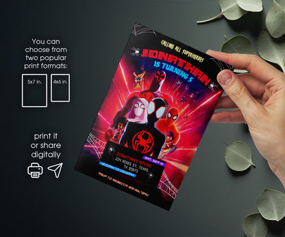 Spider Man Across the Spider-Verse customizable invitation template | Share or Print | boy | HH471