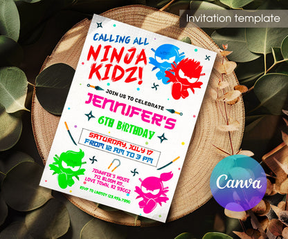Ninja Kidz TV customizable invitation template | Share or Print | EX047