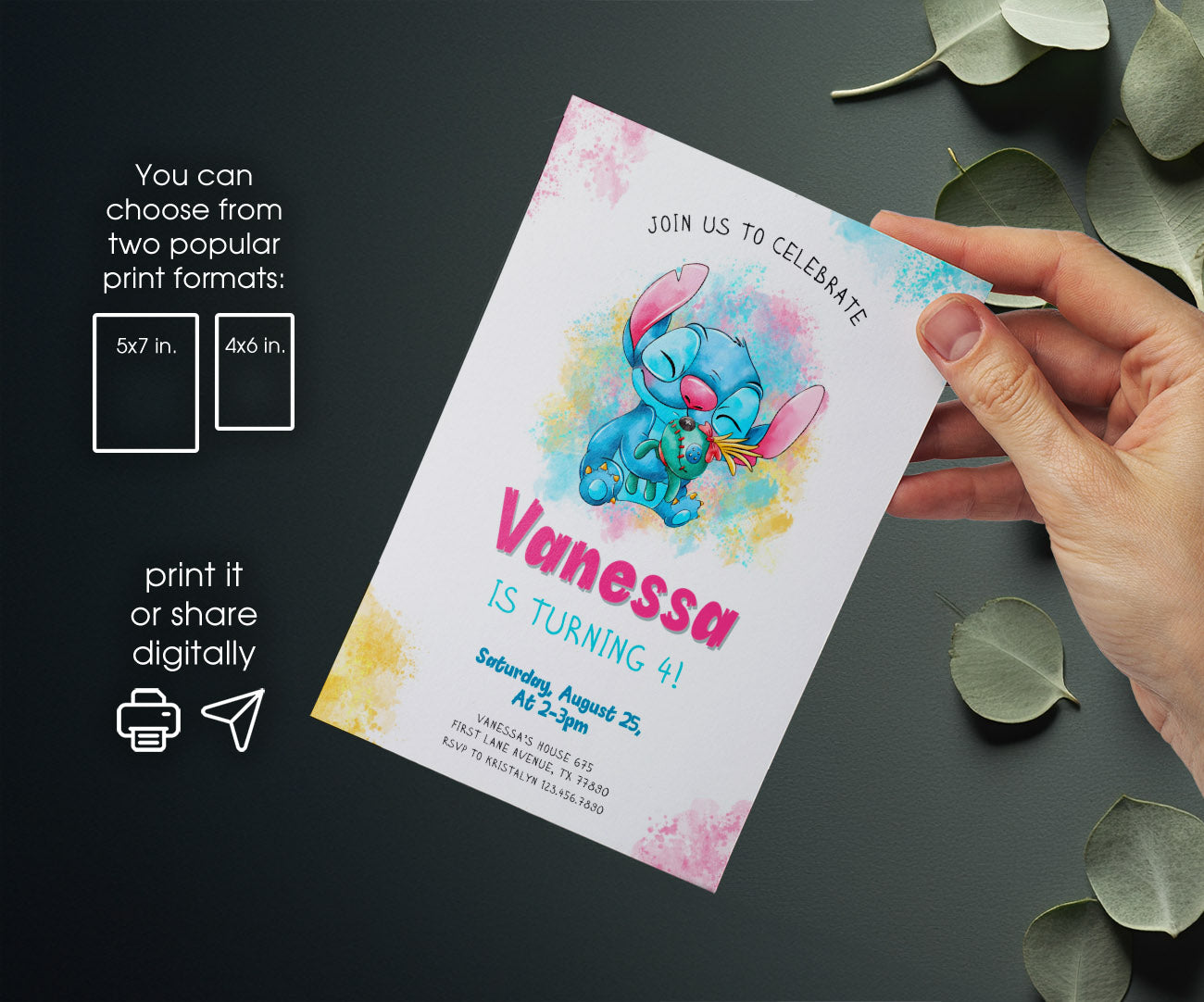 Lilo & Stitch Aloha customizable invitation template | Share or Print | YD278