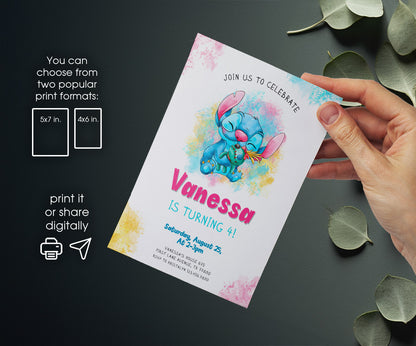 Lilo & Stitch Aloha customizable invitation template | Share or Print | YD278