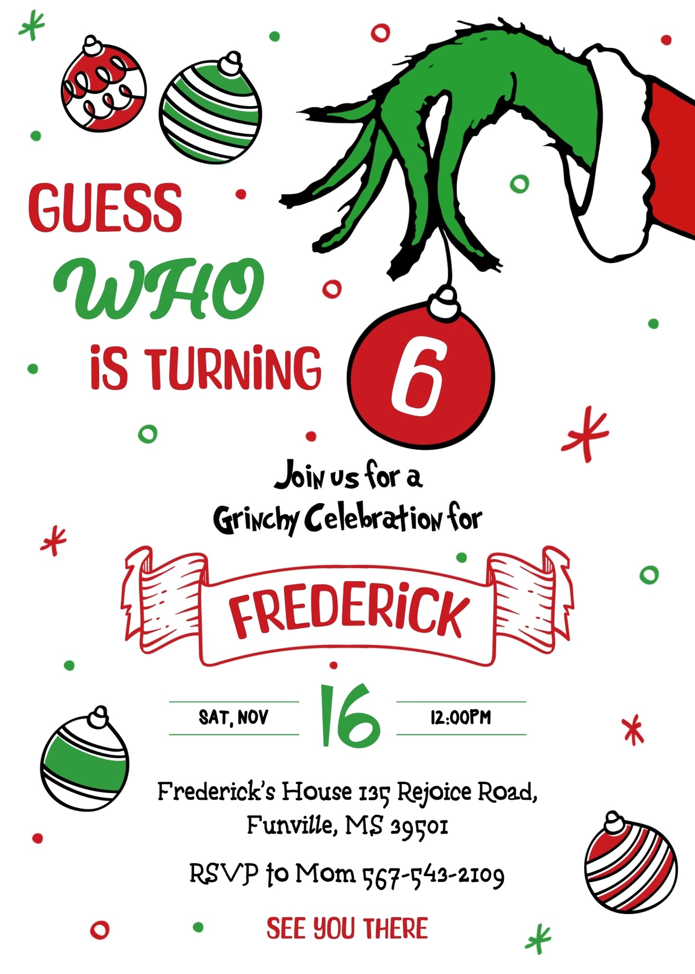 The Grinch  Merry Grinchmas customizable invitation template | Share or Print | IB119