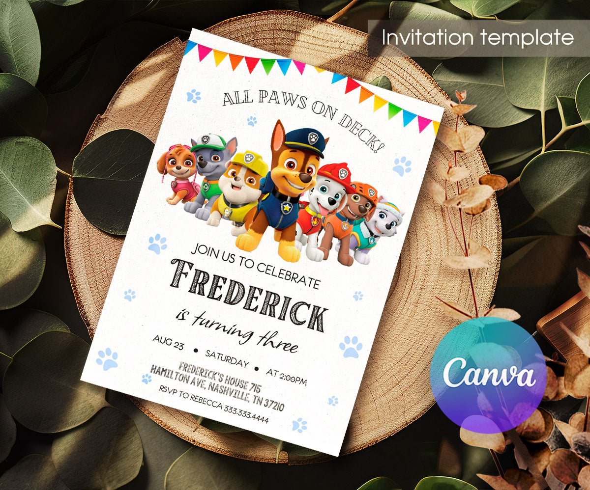 PAW Patrol customizable invitation template | Share or Print | ZZ817