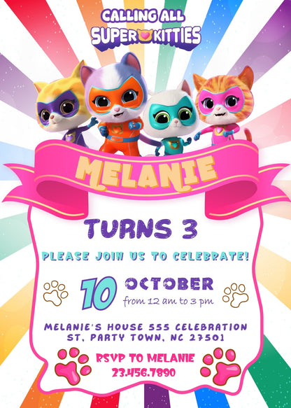 SuperKitties customizable invitation template | Share or Print | SP241