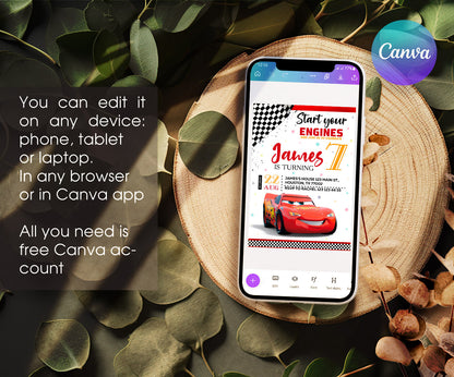 Cars Lightning McQueen customizable invitation template | Share or Print | boy | HW480