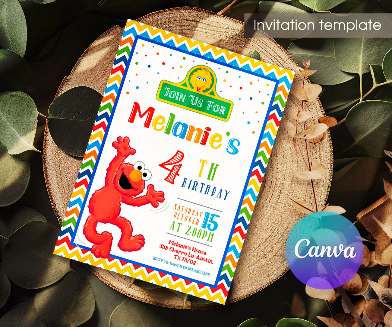 Sesame Street Elmo customizable invitation template | Share or Print | IF184