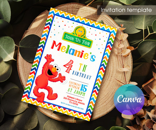 Sesame Street Elmo customizable invitation template | Share or Print | IF184