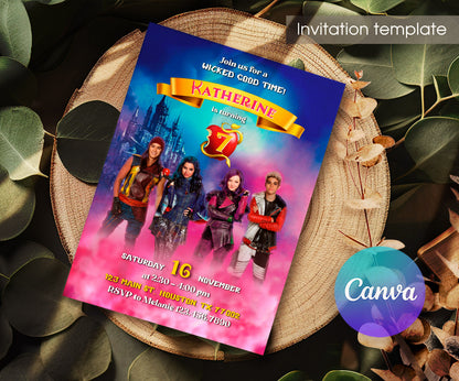 Descendants Disney customizable invitation template | Share or Print | IQ398