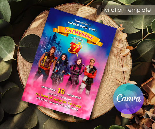 Descendants Disney customizable invitation template | Share or Print | IQ398