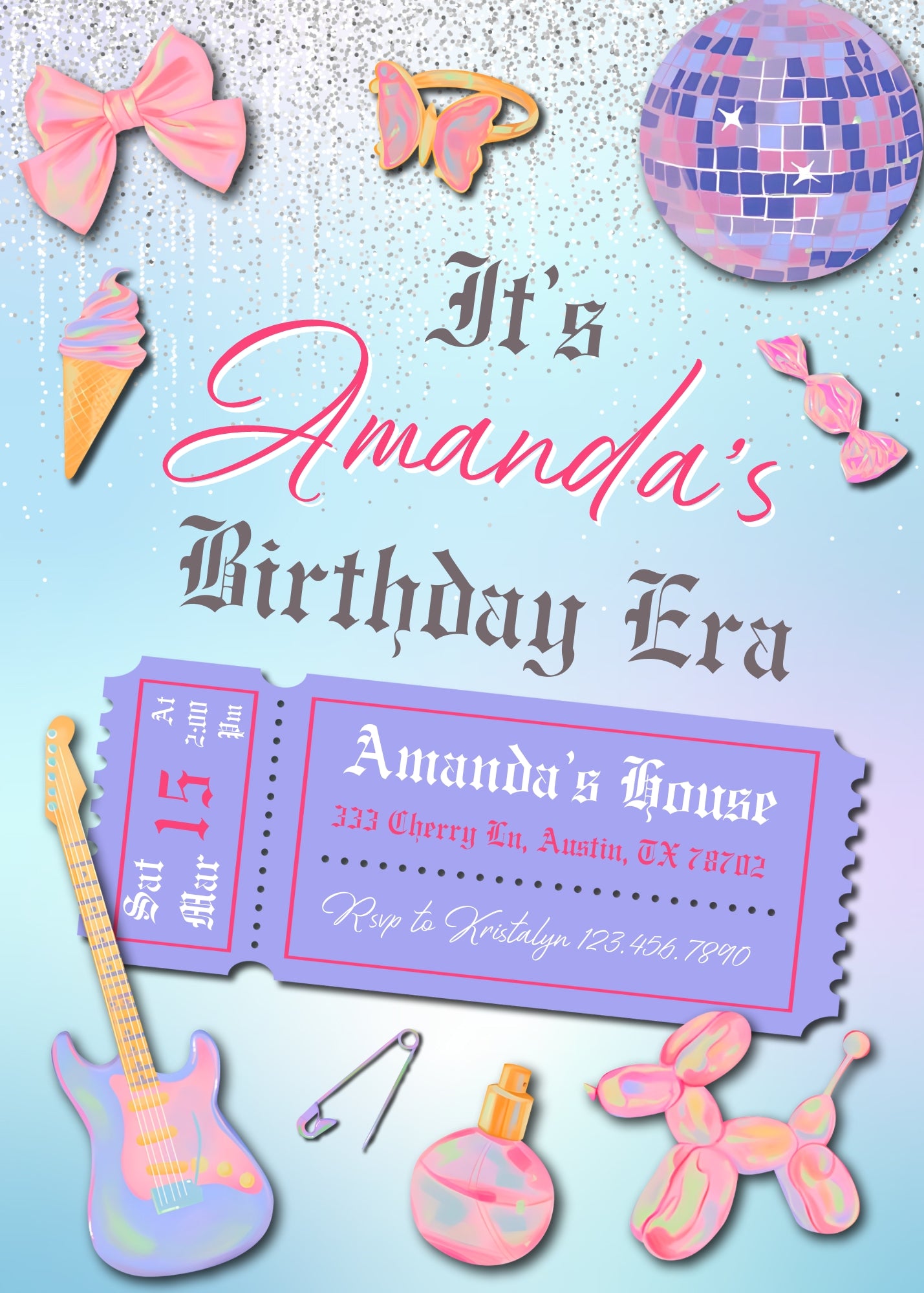 Taylor Swift Eras Tour customizable invitation template | Share or Print | girl | IW733