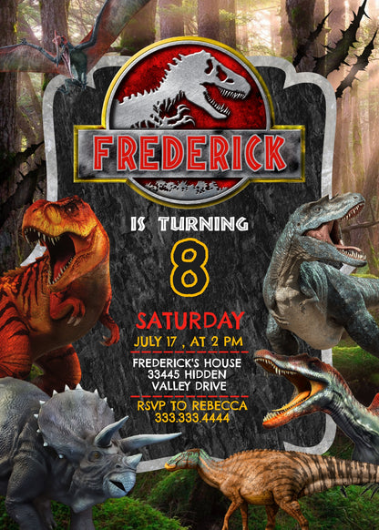 Jurassic Park Dinosaur customizable invitation template | Share or Print | HO419