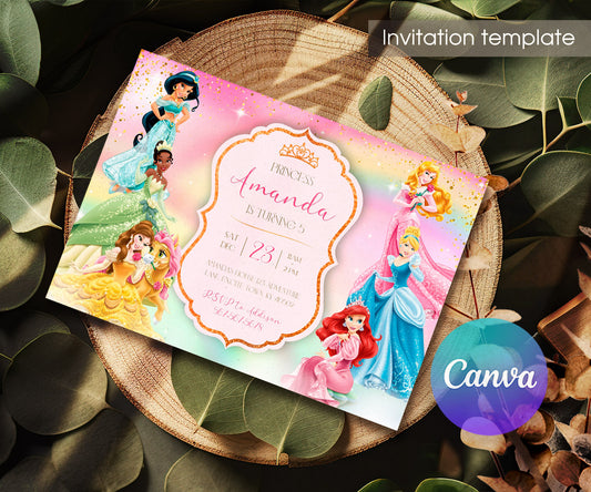 Disney Princess customizable invitation template | Share or Print | girl | OY717