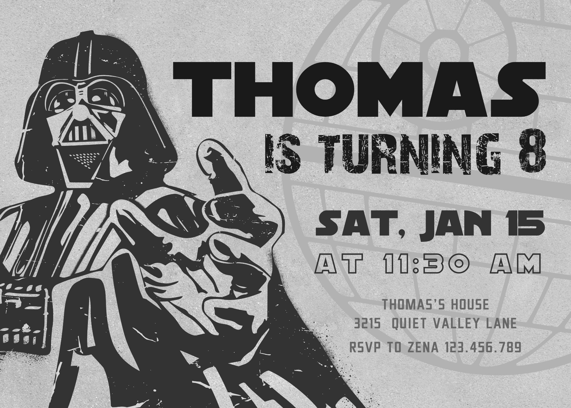 Star Wars Darth Vader customizable invitation template | Share or Print | boy | NH029